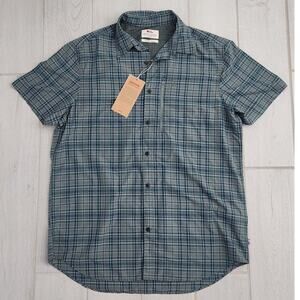 Fjallraven Shirt Men XL Blue Plaid Abisko Hiking Short Sleeve Vented Button Up